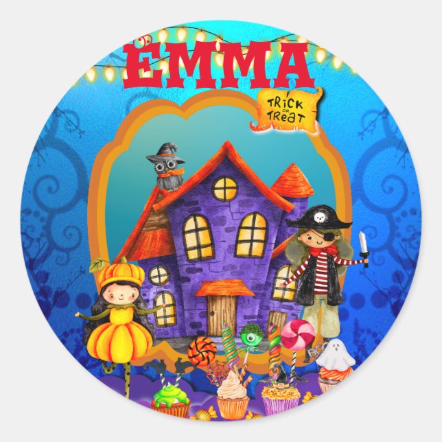 Sticker Rond Bonne fête d'Halloween Costume enfants fête (Devant)