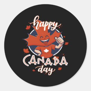 Sticker Rond Bonne fête du Canada 2023 Canadian Maple Patriotic