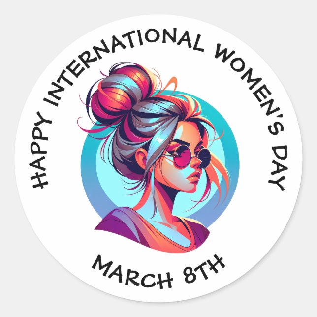 Sticker Rond Bonne Journée internationale de la femme | 8 mars (Devant)