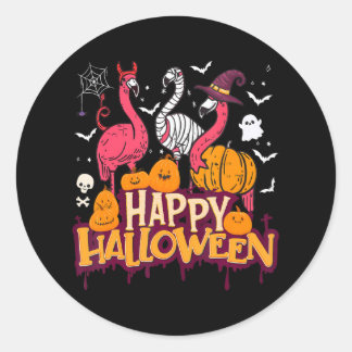 Sticker Rond Bonne maman sorcière Flamant rose Halloween pour