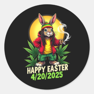 Sticker Rond Bonne mauvaise herbe lapin de Pâques
