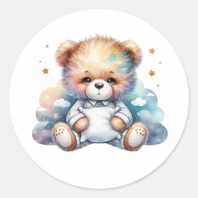 Sticker Rond bonne nuit en peluche (Devant)