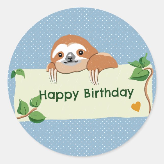Sticker Rond Bonne paresse d'anniversaire (Devant)