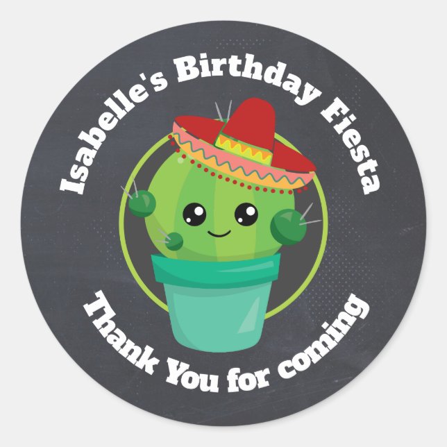 Sticker Rond Bonne ronde Cactus Anniversaire Merci (Devant)
