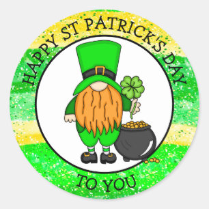 Sticker Rond Bonne Saint Patrick pour vous   Cute Leprechaun