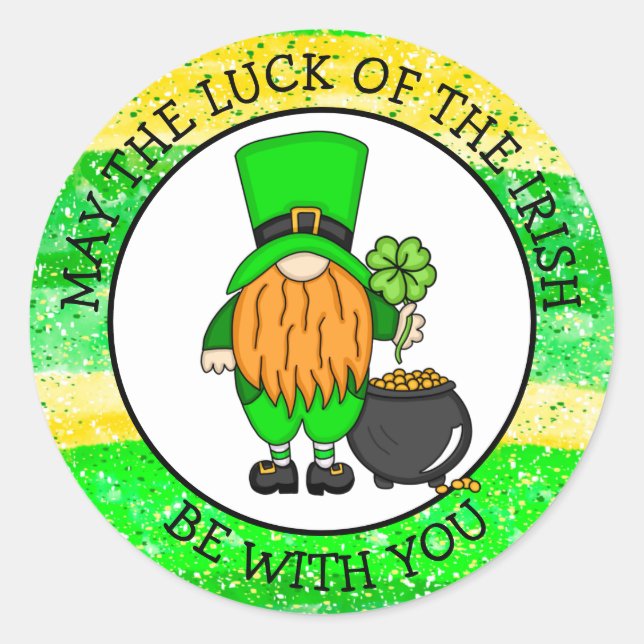 Sticker Rond Bonne Saint Patrick pour vous | Cute Leprechaun (Devant)
