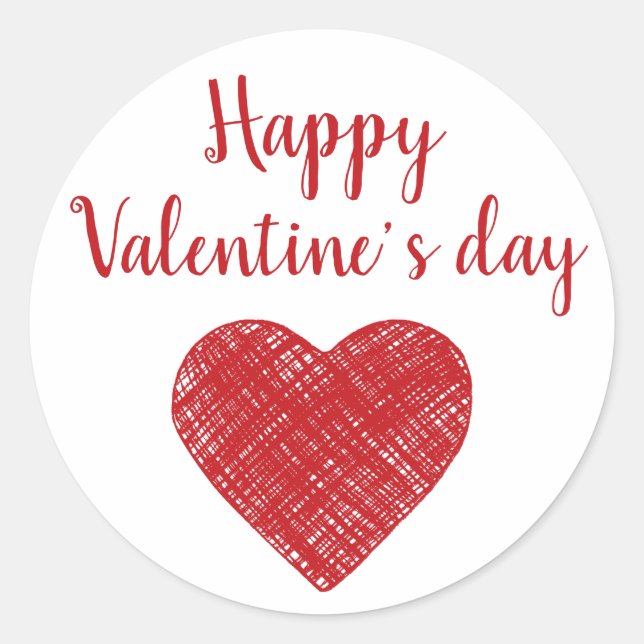 Sticker Rond Bonne Saint-Valentin Coeur rouge Love dit (Devant)