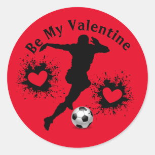 Sticker Rond Bonne Saint-Valentin Joueur de Football Autocollan