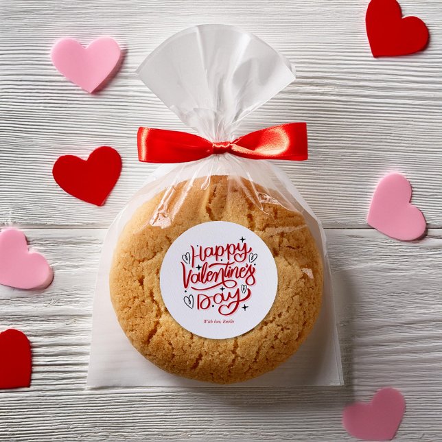Sticker Rond "Bonne Saint Valentin" Personnalisé (Créateur téléchargé)