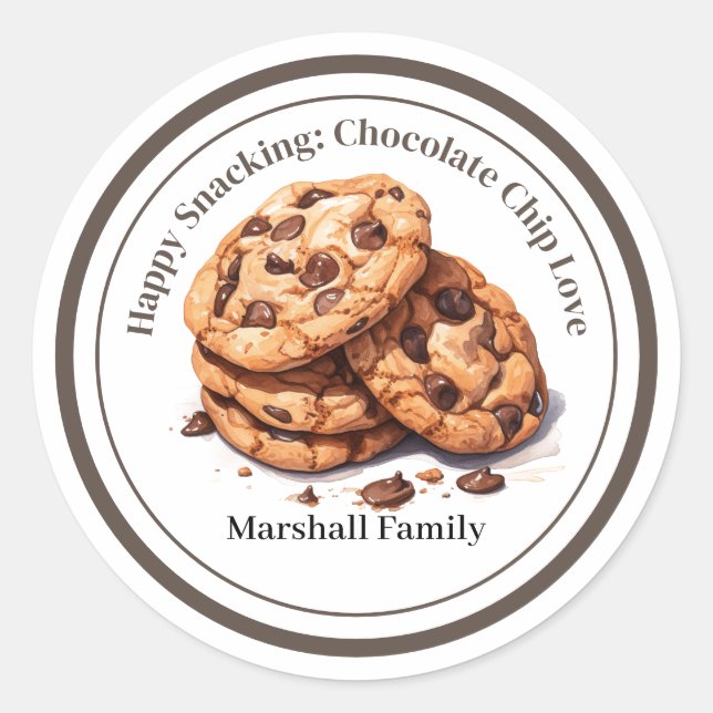 Sticker Rond Bonne Snacking : Chocolat Chip Love (Devant)