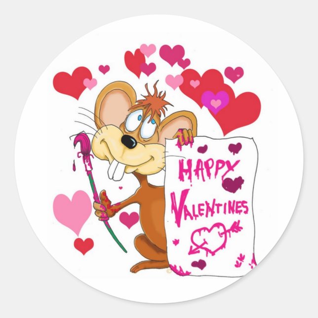 Sticker Rond Bonne souris Valentines Day (Devant)