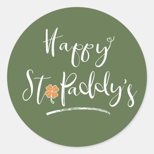 Sticker Rond Bonne St. Paddy's Orange Shamrock ID336 (Devant)