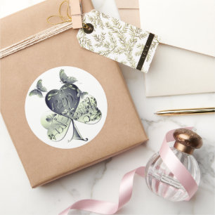 Sticker Rond "Bonne St Patrick..." Papillons shamrocks