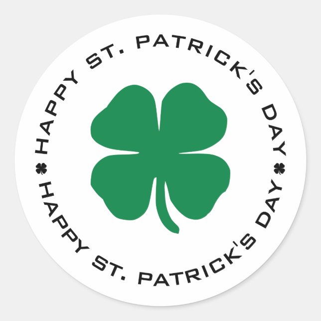 Sticker Rond Bonne St. Patrick's Day Shamrock Lucky Charm (Devant)