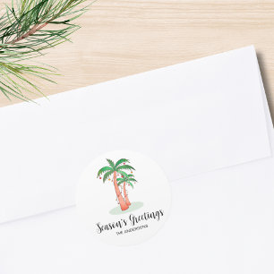 Sticker Rond Bonnes Fêtes Palmiers tropicaux Noël