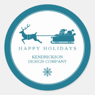 Sticker Rond BONNES VACANCES SANTA CLAUS Corporate Business Cla