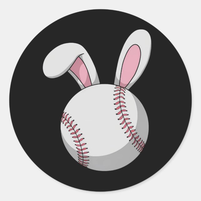 Sticker Rond Bonnet de baseball de Pâques mignonette lapin orei (Devant)