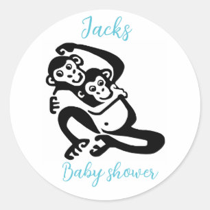 Sticker Rond BONOBO - Animal - Baby shower - Personnaliser