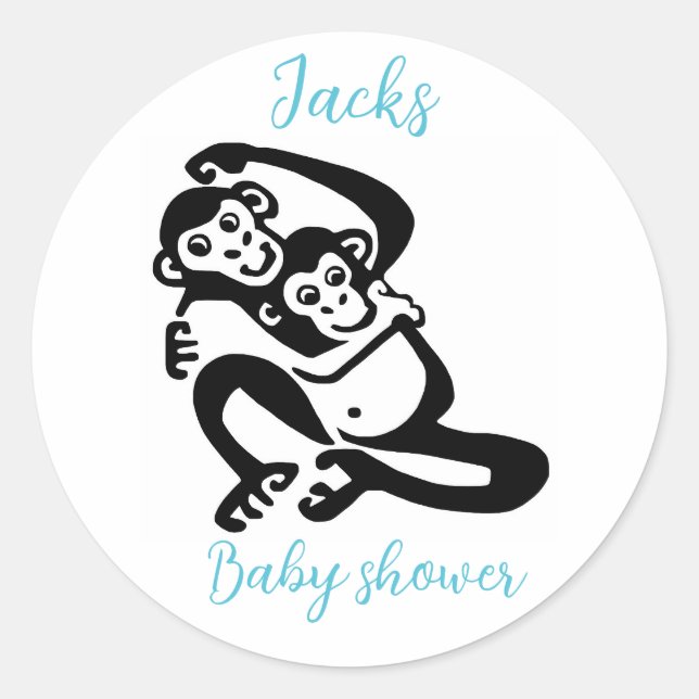 Sticker Rond BONOBO - Animal - Baby shower - Personnaliser (Devant)