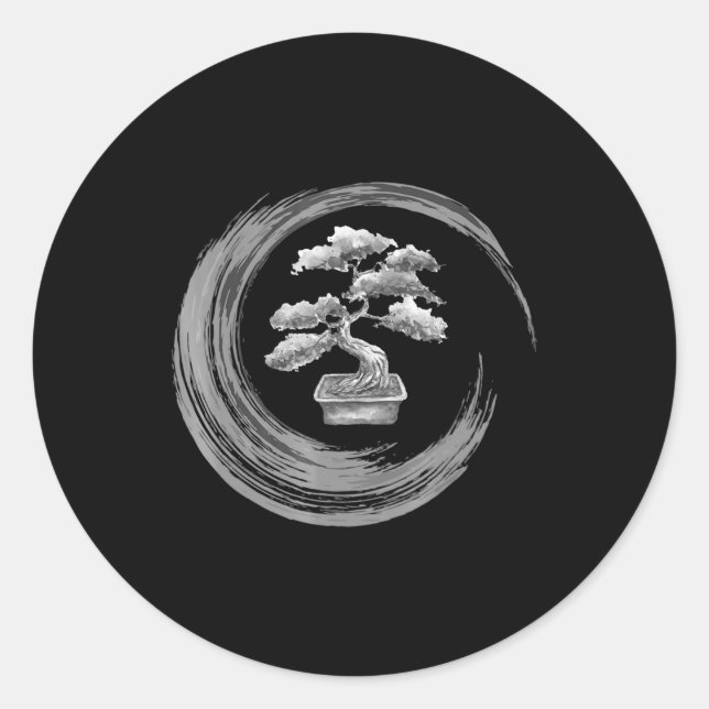 Sticker Rond bonsai arbre enso cercle bouddhiste calligraphie z (Devant)