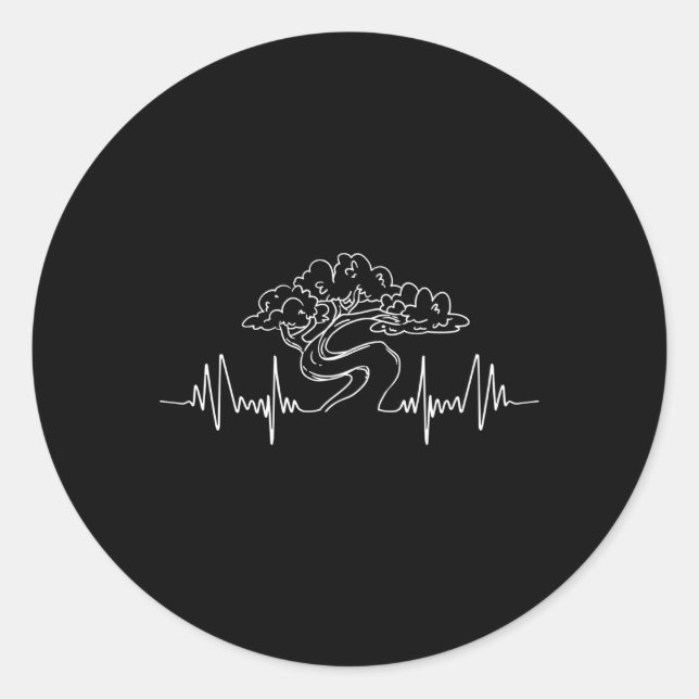 Sticker Rond Bonsai Gardener Bonsai Tree Ekg Hebeat (Devant)