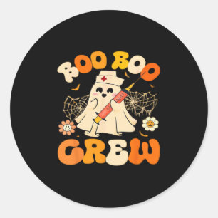 Sticker Rond Boo Boo Crew Fantôme Drôle Pour Infirmière, Rétro