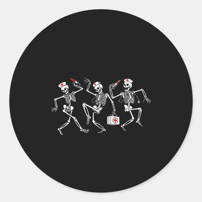 Sticker Rond Boo Boo Crew Funny Dancing Skeleton Nurse Squad Ha (Devant)
