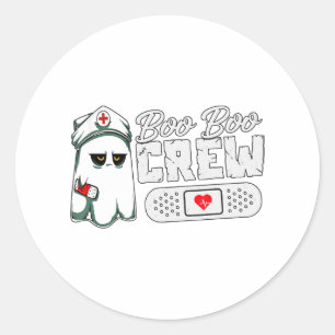 Sticker Rond Boo Boo Crew Nurse Funny Halloween groupes de peur