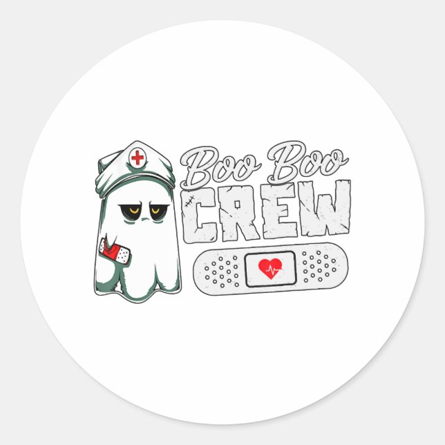 Sticker Rond Boo Boo Crew Nurse Funny Halloween groupes de peur (Devant)