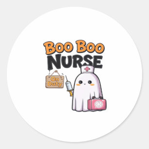 Sticker Rond Boo Boo Infirmière En Service Classique T-Shirt