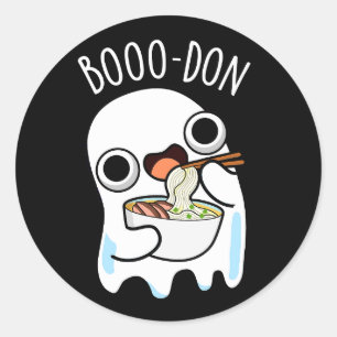 Sticker Rond Boo-don Drôle Fantôme Udon Pun Dark BG
