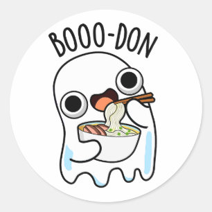 Sticker Rond Boo-don Funny Ghost Udon Pun
