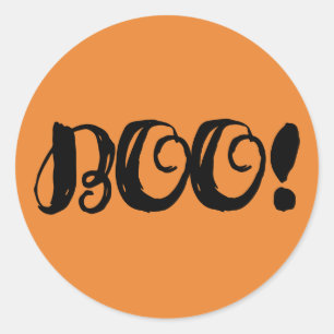 Sticker Rond BOO ! Fête d'Halloween noir ou traiter Favoriser