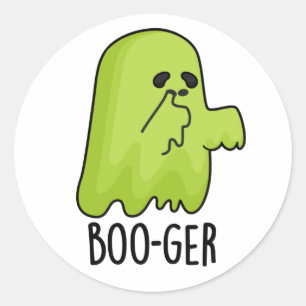 Sticker Rond Boo-ger Funny Halloween Booger Ghost Pun