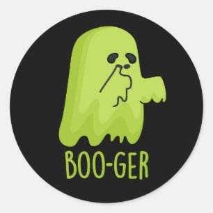 Sticker Rond Boo-ger Funny Halloween Booger Ghost Pun Dark BG