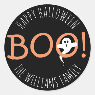 Sticker Rond BOO ! Ghost effrayant Joyeux Halloween Favoris