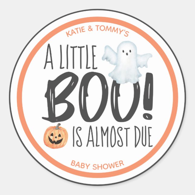 Sticker Rond Boo Ghost Jack O'Lantern Baby shower d'Halloween (Devant)