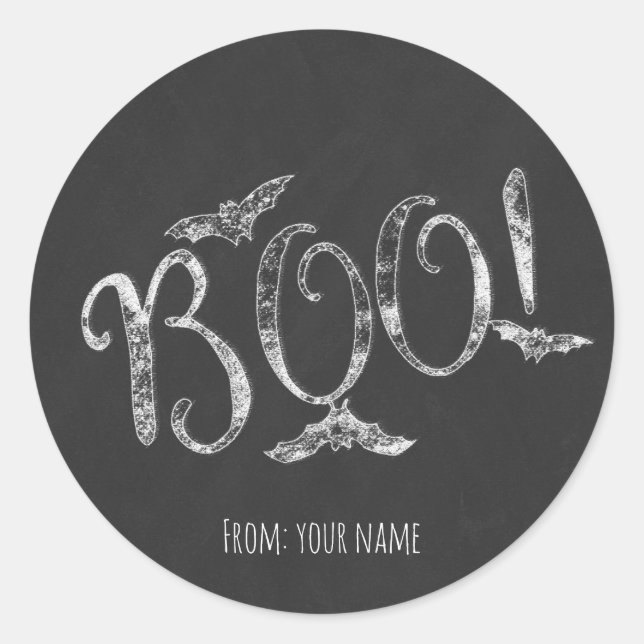 Sticker Rond BOO ! Halloween Chalkboard Chalk Fête (Devant)