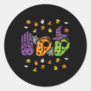 Sticker Rond Boo Hands American Sign Language Pride ASL Hallowe