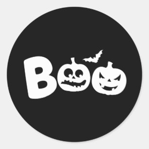 Sticker Rond BOO ! Happy Halloween Design with Scary Pumkins