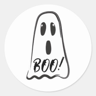 Sticker Rond BOO! Joli fantôme effrayant Costume Halloween Part