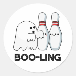 Sticker Rond Boo-ling Funny Halloween Bowling Ghost Pun