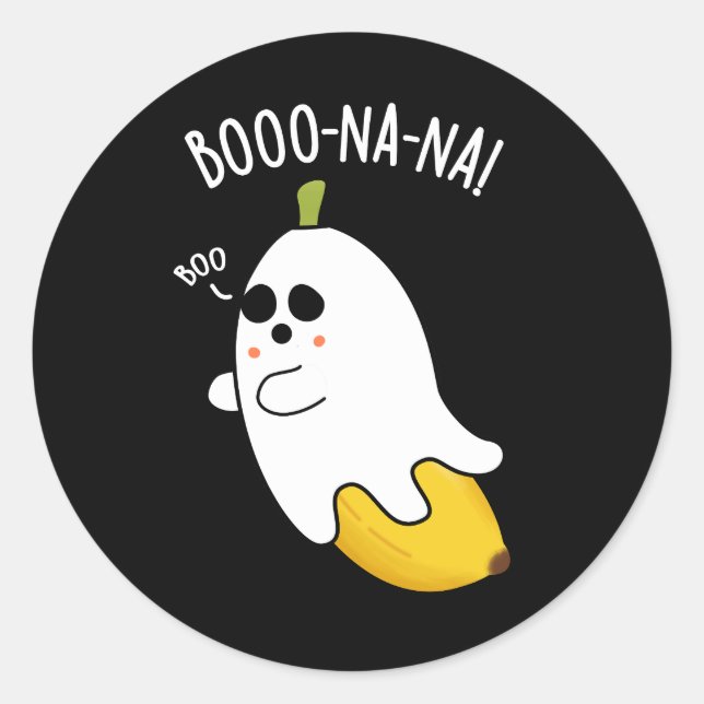 Sticker Rond Boo-nana Funny Ghost Banana Pun Dark BG (Devant)