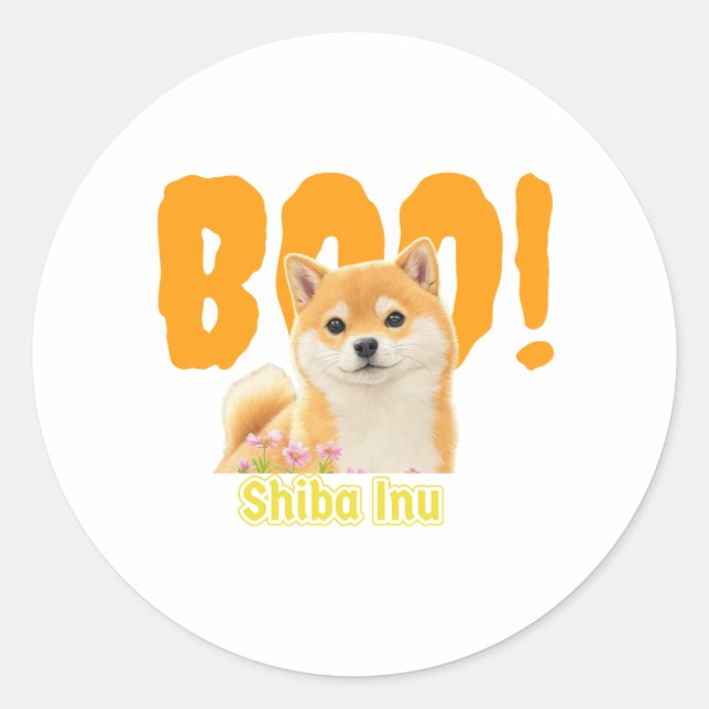 Sticker Rond Boo ! Shiba Inu | Meilleures marchandises pour Shi (Devant)