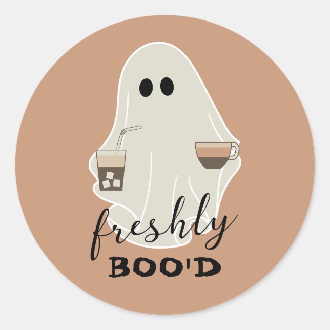 Sticker Rond Boo'd | Halloween Cute Ghost Brown (Devant)