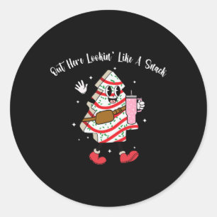 Sticker Rond Boojee Extérieur Ici À La Recherche D'Un Snack Fun