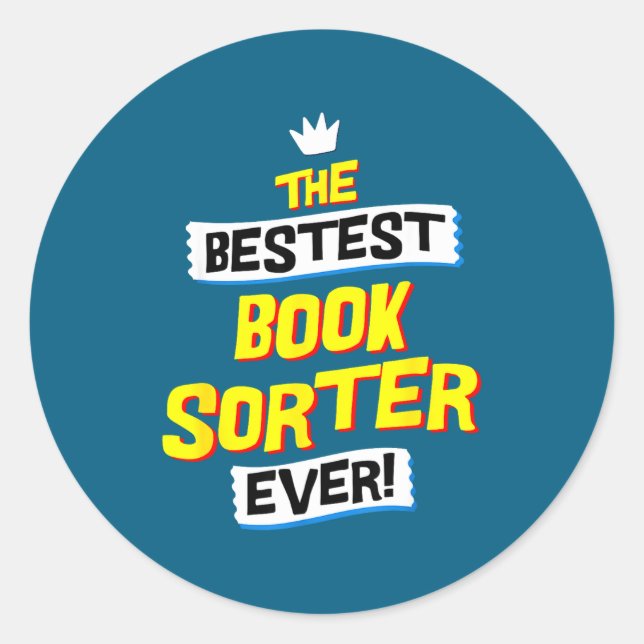 Sticker Rond Book Sorter, Funny Job Occupation  (Devant)