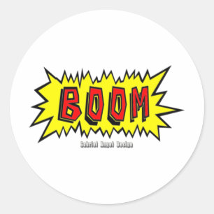 Sticker Rond Boom Cartoon Blurb