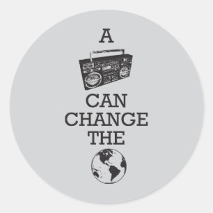 Sticker Rond Boombox peut changer le monde