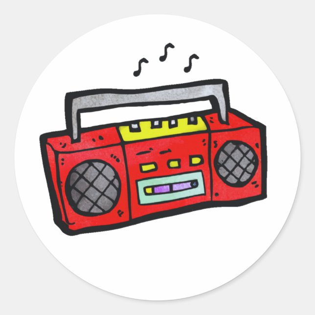 Sticker Rond Boombox radio rétro (Devant)